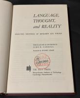 Language, Thought, and Reality : Selected Writings of Benjamin Lee Whorf
