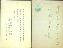 江戸川乱歩　葉書印字１枚　　27年10/9消印　
