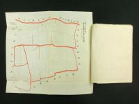 甲斐国東山梨郡等々力村　全図1舗・分検地図41舗1綴り 揃い（肉筆・彩色 古地図）