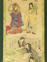 歌川芳虎　蚕祖神・養蚕繁栄の図　竪二枚続　彩色木版画