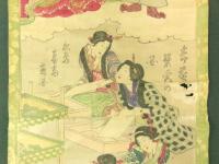 歌川芳虎　蚕祖神・養蚕繁栄の図　竪二枚続　彩色木版画