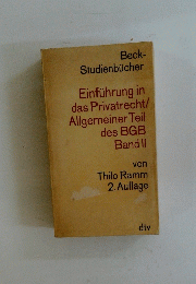 Studienbucher Einfuhrung in das Privatrecht/ Allgemeiner Teil des BGB Band II