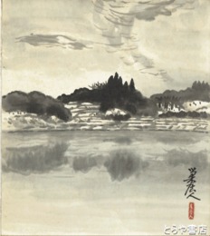 小林巣居人色紙　水郷風景（仮題）