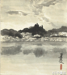 小林巣居人色紙　水郷風景（仮題）