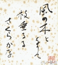 原裕小色紙　「風の木となりて枝垂るるさくらかな」