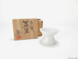 田中教克　白磁蓋置　共箱