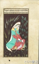 インド細密画「美人と猫」（仮題）