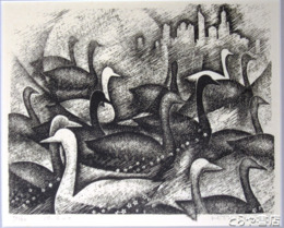 富張広司木版画「パースにて」