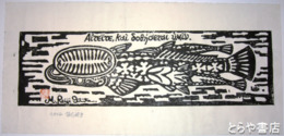 飯塚玲児木版画「小判サメ」（仮題）