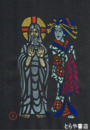 川上澄生木版画「基督と花魁」