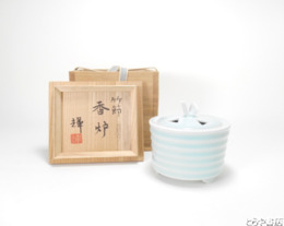 丸山輝悦　竹節香炉　共箱