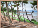 松本四郎画　「大洗海浜」（仮題）