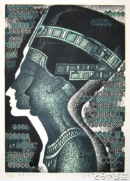 富張広司木版画「カオ・３０（Ｂ）」