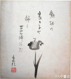 江見水蔭画句色紙　「勲功の家の子や佩く菖蒲かな」