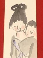 短冊【酒井三良・彩色絵入 毛筆肉筆 】絹本