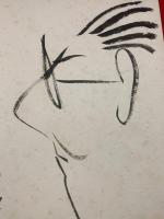 【古川緑波 小色紙 毛筆肉筆 自画像】