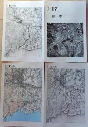 D26010Ⅰ17〇古地図比較 九州  熊本 明治大正昭和地図３枚＋写真 地形図集成 東京法令 １９７８年〇和本古書古文書