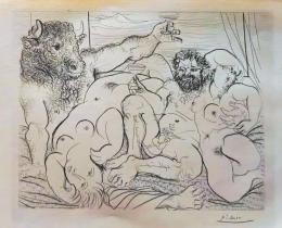 D26012502〇印刷 ピカソ 酒盛りの情景 昭和年代〇和本古書古文書