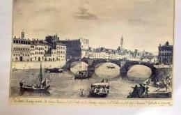 D26012510〇印刷 銅版画 サンタ・トリニタ橋：カッポーニ宮殿からの眺め  イタリア 昭和年代 ２００２年〇和本古書古文書