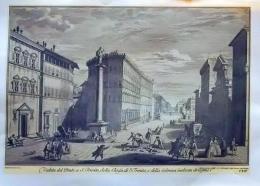 D26012514〇印刷 銅版画 フィレンツェにあるサンタ・トリニタ広場です 昭和年代 ２００２年〇和本古書古文書