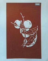 f240405011〇伊勢型紙 手彫り 柿 秋の風物詩  アート 伝統和紙工芸 貼り絵 切り絵 昭和レトロ インテリア〇和本古書古文書