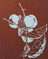 f240405011〇伊勢型紙 手彫り 柿 秋の風物詩  アート 伝統和紙工芸 貼り絵 切り絵 昭和レトロ インテリア〇和本古書古文書