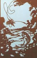 D26020015〇伊勢型紙 手彫り 釣り ルアーフィッシング アート 伝統和紙工芸 貼り絵 切り絵 昭和レトロ インテリア〇和本古書古文書