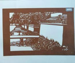 D26020017〇伊勢型紙 手彫り 江戸風情が残る武家屋敷 アート 伝統和紙工芸 貼り絵 切り絵 昭和レトロ インテリア〇和本古書古文書