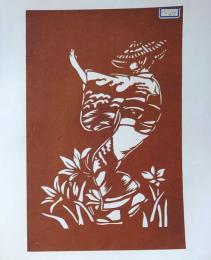 D26020037〇伊勢型紙 手彫り 佐渡おけさ 夏の祭り アート 伝統和紙工芸 貼り絵 切り絵 昭和レトロ インテリア〇和本古書古文書