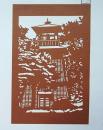 D26020045〇伊勢型紙 手彫り 火の見櫓 日本の原風景 アート 伝統和紙工芸 貼り絵 切り絵 昭和レトロ インテリア〇和本古書古文書