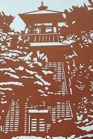 D26020045〇伊勢型紙 手彫り 火の見櫓 日本の原風景 アート 伝統和紙工芸 貼り絵 切り絵 昭和レトロ インテリア〇和本古書古文書