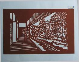 D26020047〇伊勢型紙 手彫り 庭園 日本建築の美 アート 伝統和紙工芸 貼り絵 切り絵 昭和レトロ インテリア〇和本古書古文書