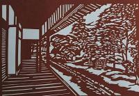 D26020047〇伊勢型紙 手彫り 庭園 日本建築の美 アート 伝統和紙工芸 貼り絵 切り絵 昭和レトロ インテリア〇和本古書古文書