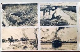 D26020805〇樺島勝一ペン画アルバム　少年倶楽部昭和9年6月号附録　絵葉書　４枚〇和本古書古文書