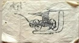 D26020440〇一枚摺物 木版  手押し式消火ポンプ 消防機械  明治時代〇和本古書古文書