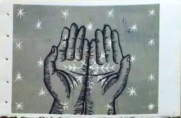 D26021304〇彩色木版画  雪 yoshimi kuzuu　oregon　版画家 昭和年代〇和本古書古文書