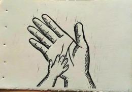 D26021308〇彩色木版画  手 yoshimi kuzuu　oregon　版画家 昭和年代〇和本古書古文書