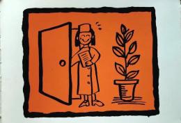 D26021316〇彩色木版画  CAT's EYE 目の治療 yoshimi kuzuu　oregon　版画家 昭和年代〇和本古書古文書