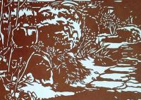 D26020054〇伊勢型紙 手彫り 庭園 日本の原風景 アート 伝統和紙工芸 貼り絵 切り絵 昭和レトロ インテリア〇和本古書古文書