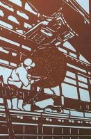 D26020067〇伊勢型紙 手彫り 杉玉作り 冬の風物詩 アート 伝統和紙工芸 貼り絵 切り絵 昭和レトロ インテリア〇和本古書古文書