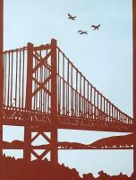 D26020069〇伊勢型紙 手彫り 本州四国連絡橋 アート 伝統和紙工芸 貼り絵 切り絵 昭和レトロ インテリア〇和本古書古文書