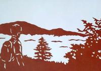 D26020077〇伊勢型紙 手彫り 雲海 春や秋が雲海シーズン アート 伝統和紙工芸 貼り絵 切り絵 昭和レトロ インテリア〇和本古書古文書