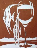 D26020081〇伊勢型紙 手彫り エンゼルフィッシュ 熱帯魚 アート 伝統和紙工芸 貼り絵 切り絵 昭和レトロ インテリア〇和本古書古文書