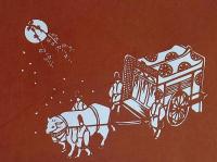 D26020090〇伊勢型紙 手彫り 牛車 平安時代 日本の美 アート 伝統和紙工芸 貼り絵 切り絵 昭和レトロ インテリア〇和本古書古文書