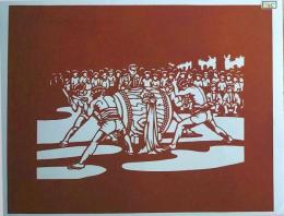 D26020095〇伊勢型紙 手彫り 太鼓 日本の祭り アート 伝統和紙工芸 貼り絵 切り絵 昭和レトロ インテリア〇和本古書古文書