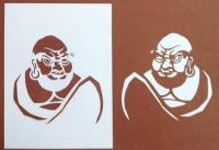 D26020105〇伊勢型紙 手彫り 達磨 ダルマ 対象絵 アート 伝統和紙工芸 貼り絵 切り絵 昭和レトロ インテリア〇和本古書古文書