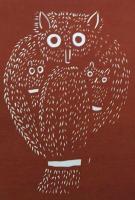 D26020108〇伊勢型紙 手彫り すすきみみずく 藁細工 東京雑司ヶ谷鬼子母神 郷土玩具 アート 伝統和紙工芸 貼り絵 切り絵 昭和レトロ インテリア〇和本古書古文書