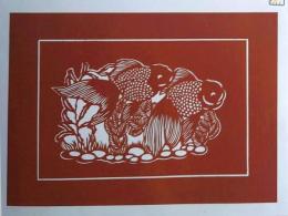 D26020111〇伊勢型紙 手彫り 金魚 ランチュウ 夏の風物詩 アート 伝統和紙工芸 貼り絵 切り絵 昭和レトロ インテリア〇和本古書古文書