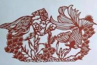 D26020112〇伊勢型紙 手彫り 金魚 出目金 夏の風物詩 アート 伝統和紙工芸 貼り絵 切り絵 昭和レトロ インテリア〇和本古書古文書