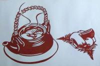 D26020135〇伊勢型紙 手彫り 松茸 土瓶蒸し アート 伝統和紙工芸 貼り絵 切り絵 昭和レトロ インテリア〇和本古書古文書